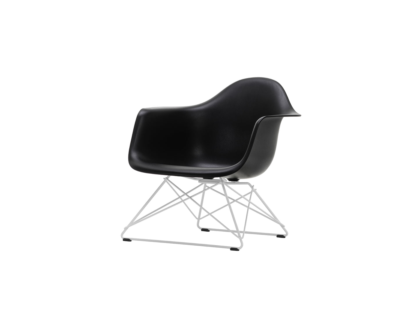 Eames Plastic Armchair LAR by Vitra - Deep Black 12 Shell / White Powder-Coated Steel