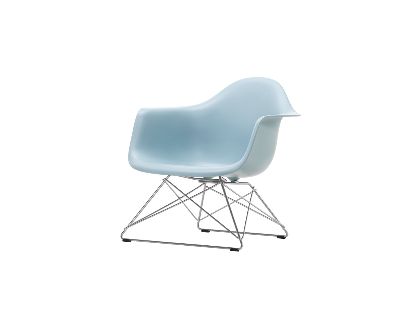 Eames Plastic Armchair LAR by Vitra - Ice Grey 23 Shell / Chrome-Plated Steel Base