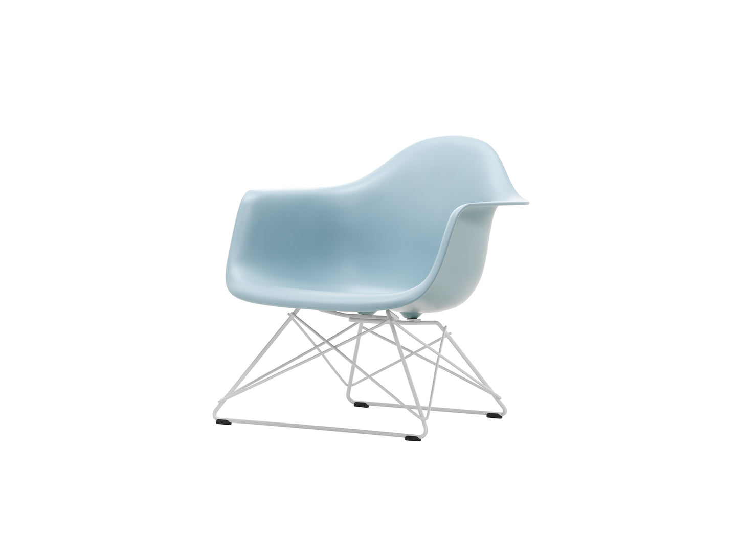 Eames Plastic Armchair LAR by Vitra - Ice Grey 23 Shell / White Powder-Coated Steel