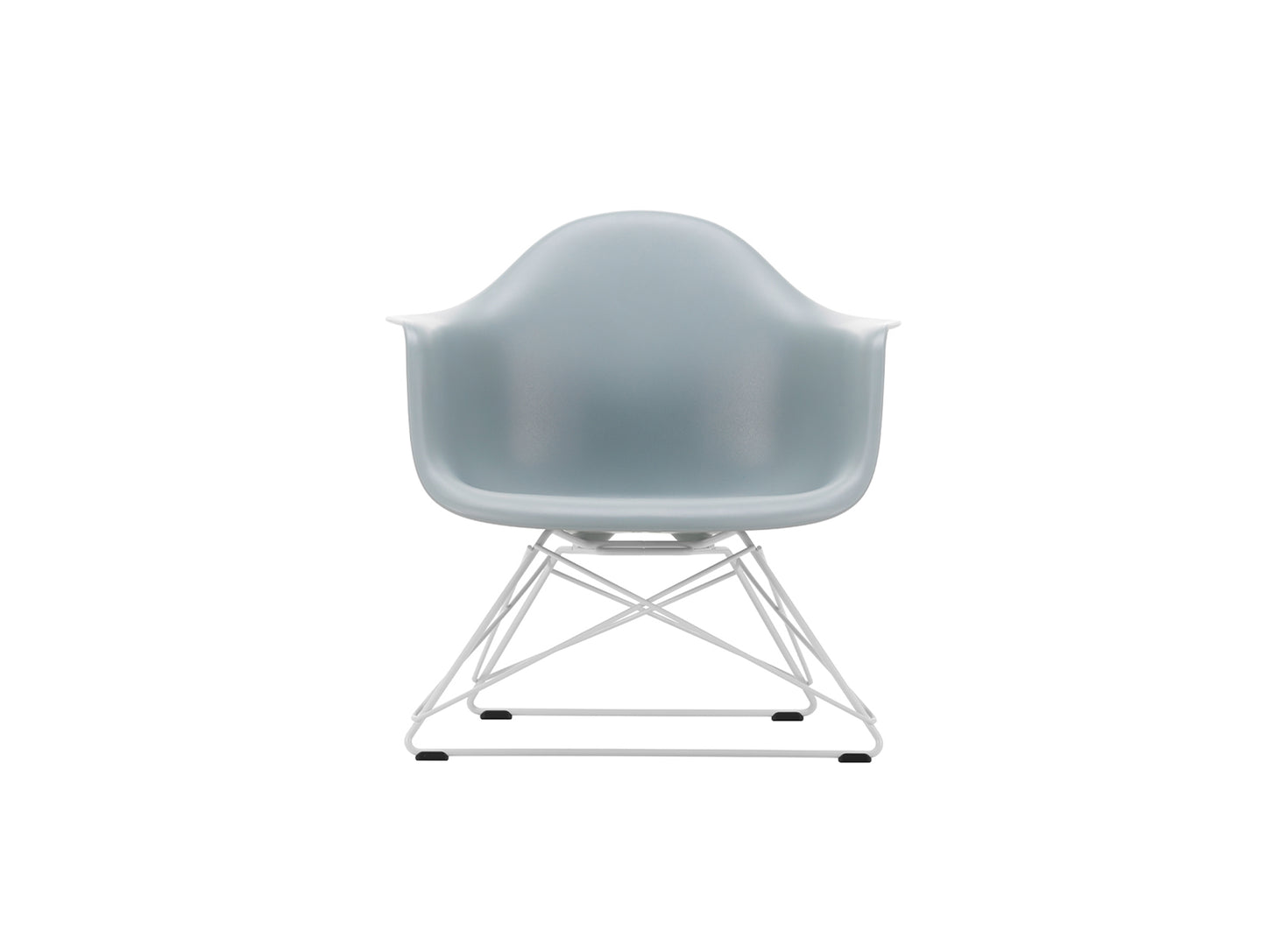 Eames Plastic Armchair LAR by Vitra - Light Grey 24 Shell / White Powder-Coated Steel