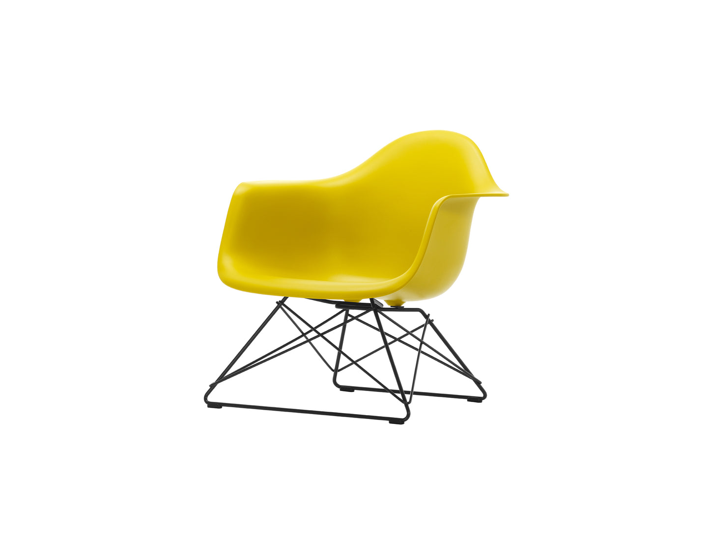 Eames Plastic Armchair LAR by Vitra - Mustard 34 Shell / Basic Dark Powder-Coated Steel Base