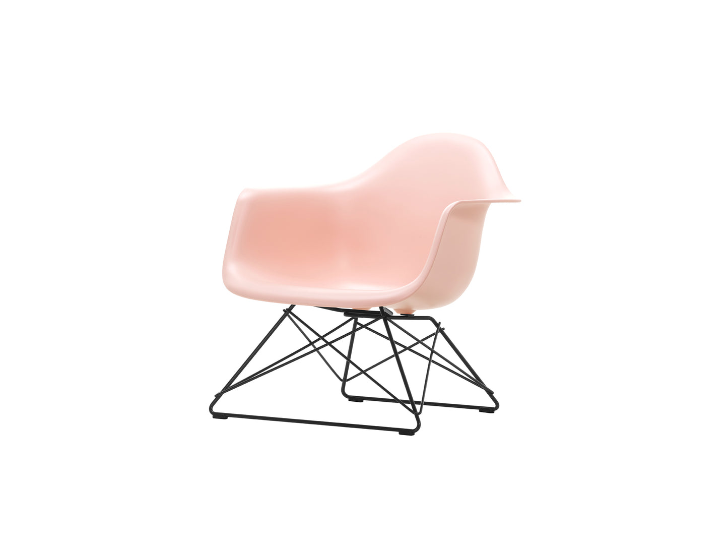 Eames Plastic Armchair LAR by Vitra - Pale Rose 41 Shell / Basic Dark Powder-Coated Steel Base