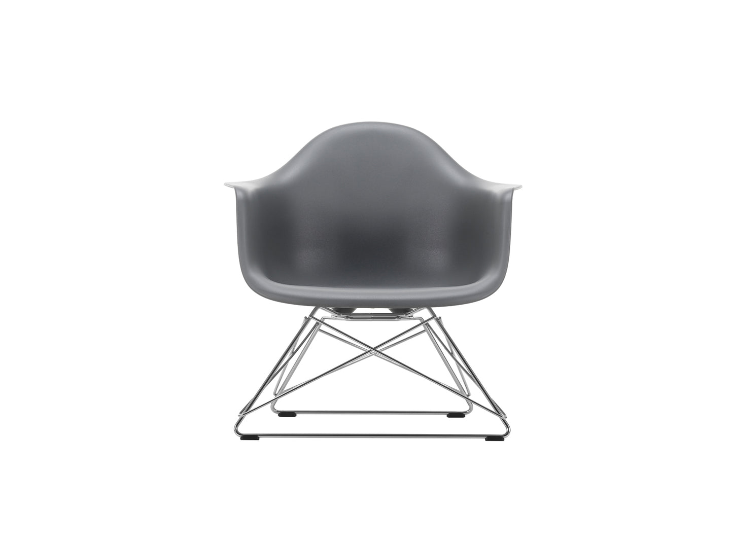 Eames Plastic Armchair LAR by Vitra - Granite Grey 56 Shell / Chrome-Plated Steel Base