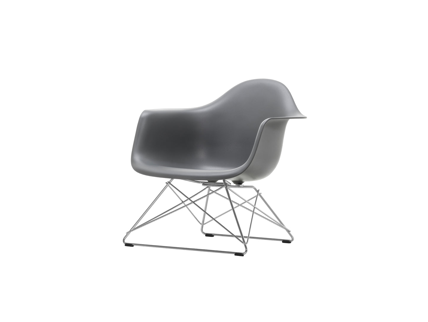 Eames Plastic Armchair LAR by Vitra - Granite Grey 56 Shell / Chrome-Plated Steel Base