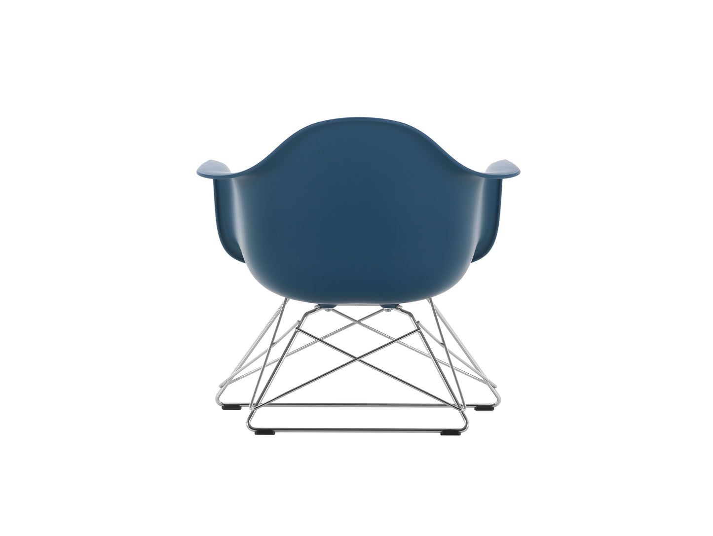 Eames Plastic Armchair LAR by Vitra - Sea Blue 83 Shell / Chrome-Plated Steel Base