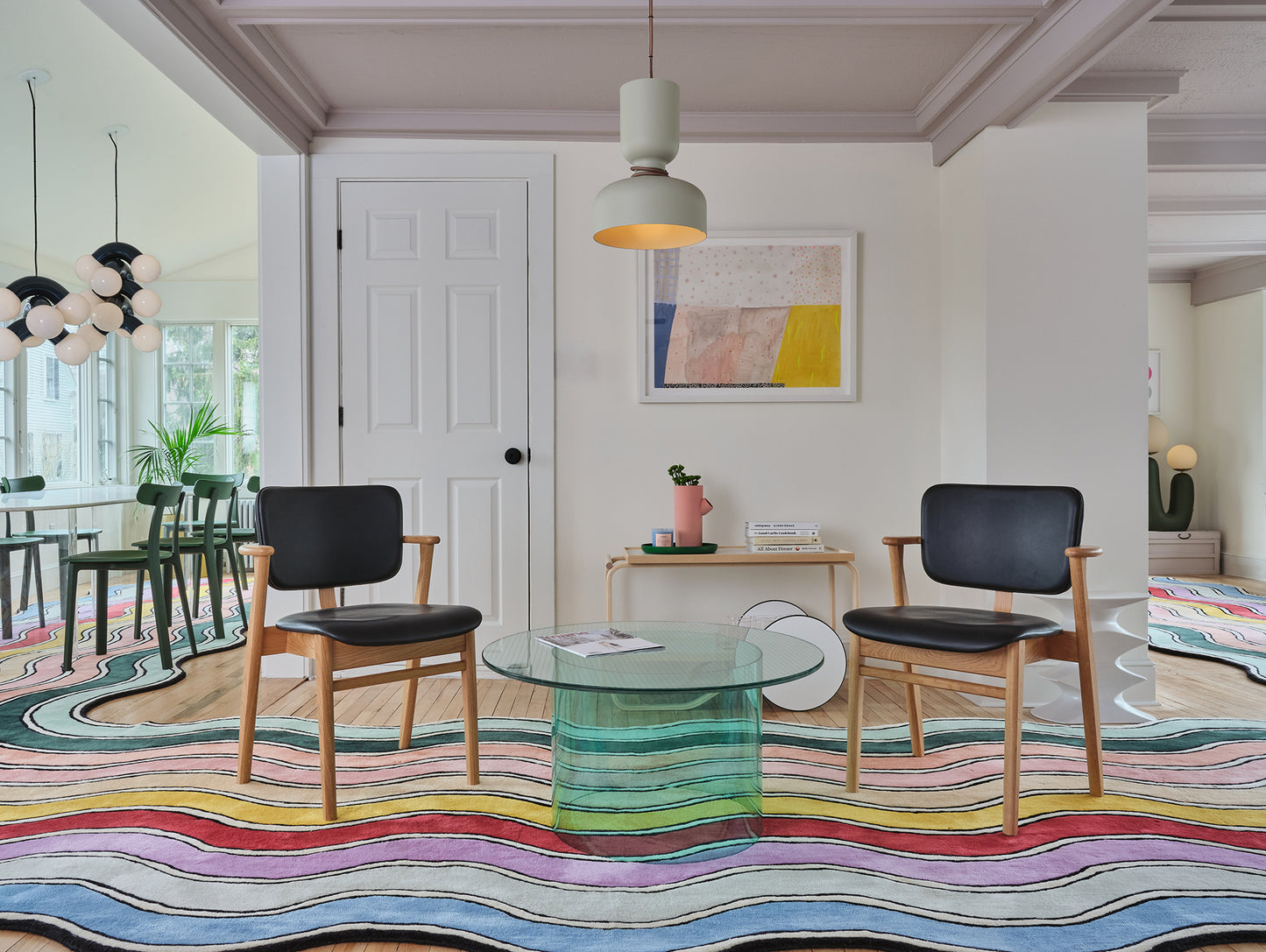 Domus Chair Upholstered by Artek - Frame: Lacquered Oak / Seat and Back: Black Prestige Leather