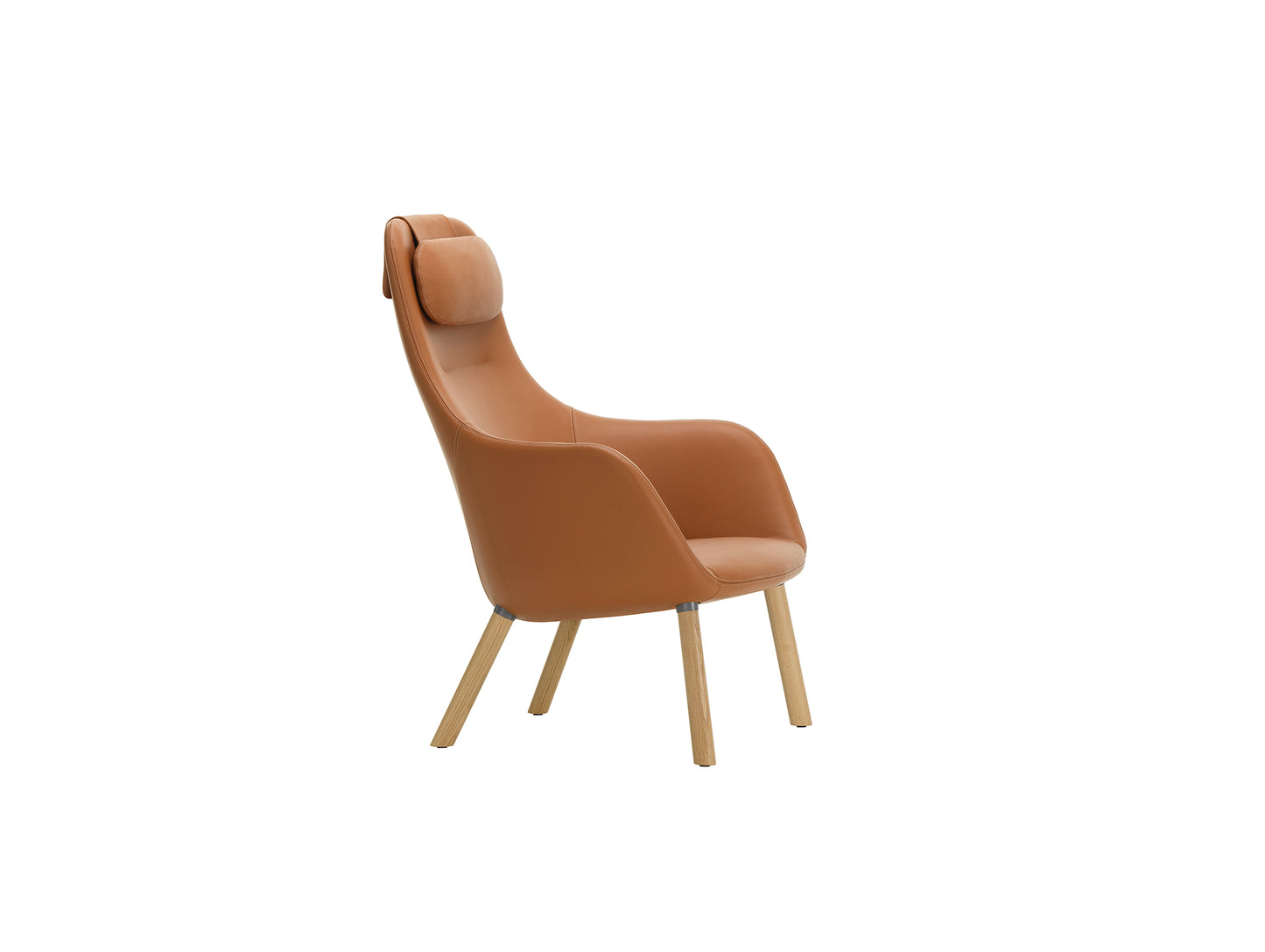 HAL Lounge Chair by Vitra - Natural Varnished Oak Base / Integrated Seat Cushion / Leather 97 Cognac (L40)