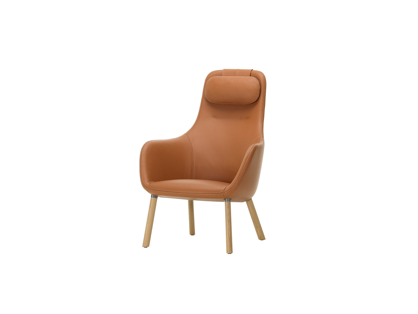 HAL Lounge Chair by Vitra - Natural Varnished Oak Base / Integrated Seat Cushion / Leather 97 Cognac (L40)