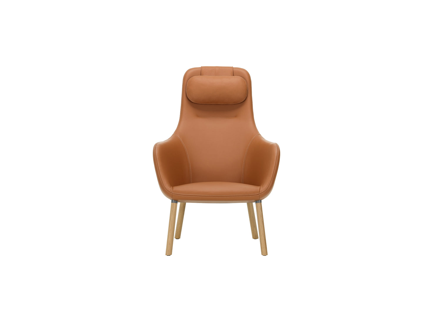 HAL Lounge Chair by Vitra - Natural Varnished Oak Base / Integrated Seat Cushion / Leather 97 Cognac (L40)