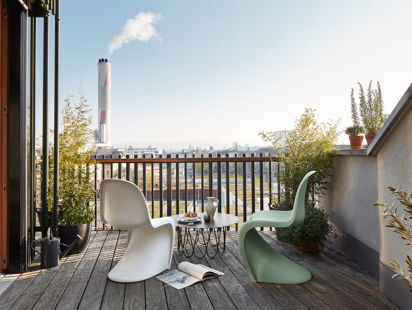 Panton Chair by Vitra- White, Soft Mint