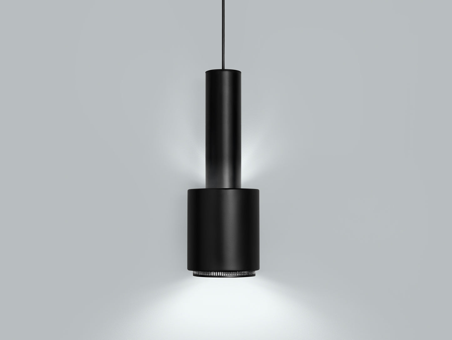 A110 Hand Grenade Pendant Light by Artek - Black Powder Coated Steel Shade with Black Lacquered Ring