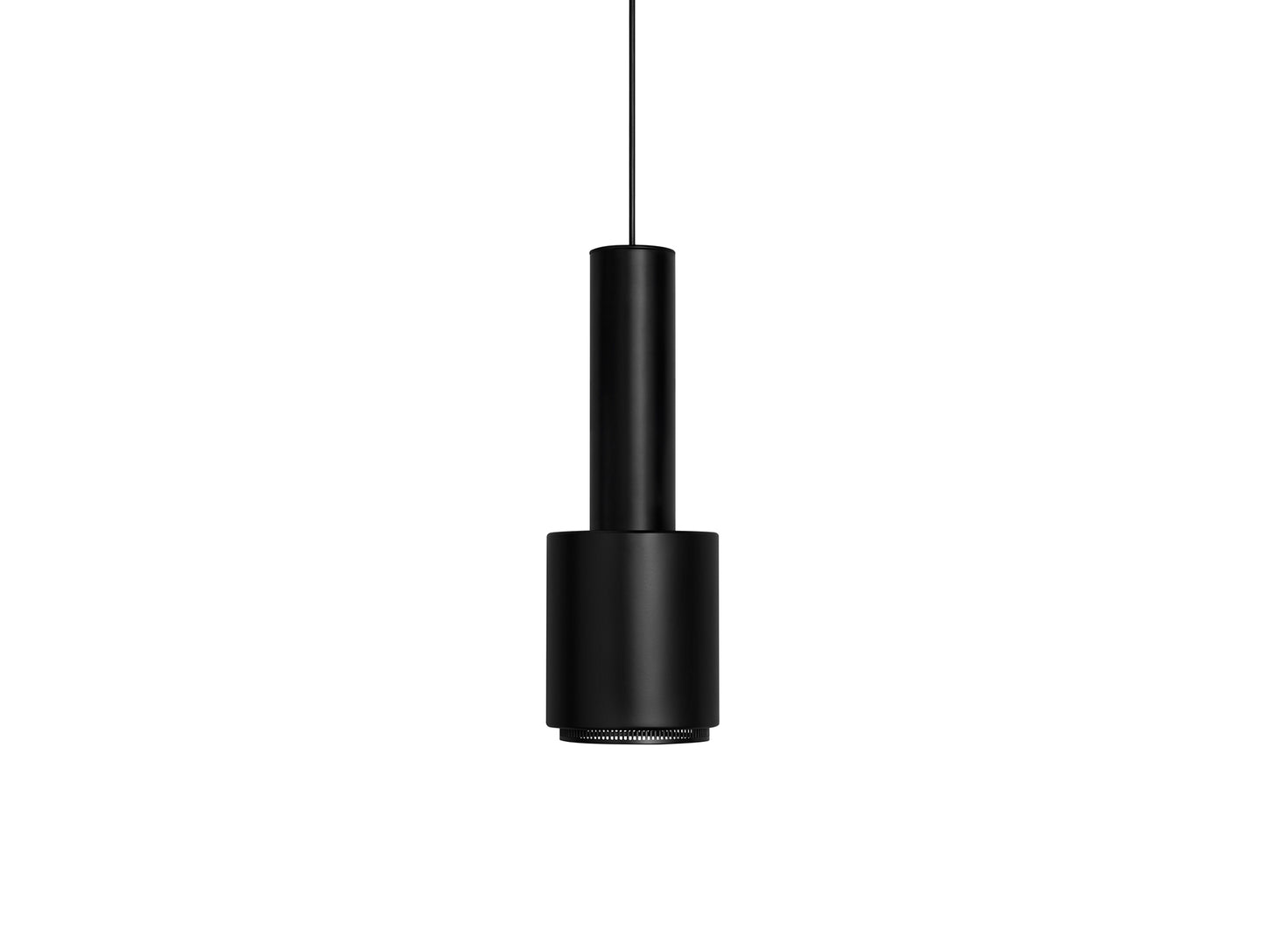 A110 Hand Grenade Pendant Light by Artek - Black Powder Coated Steel Shade with Black Lacquered Ring