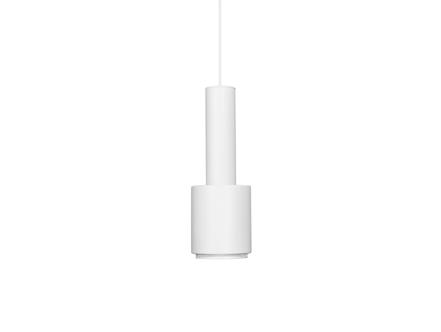 A110 Hand Grenade Pendant Light by Artek - White Powder Coated Steel Shade with White Lacquered Ring