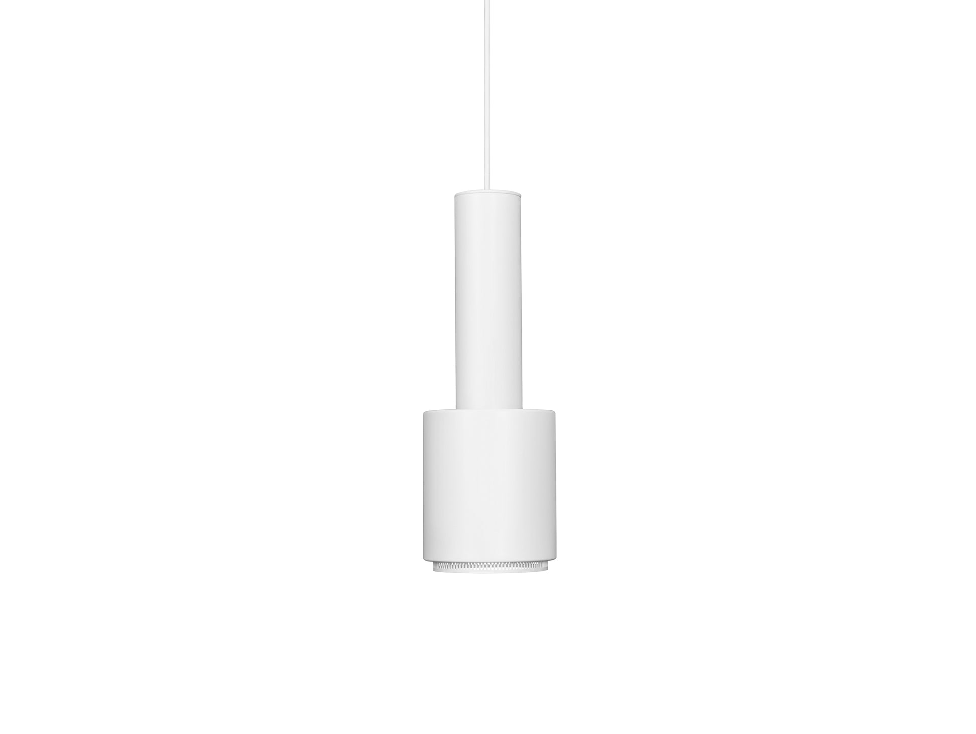 A110 Hand Grenade Pendant Light by Artek - White Powder Coated Steel Shade with White Lacquered Ring