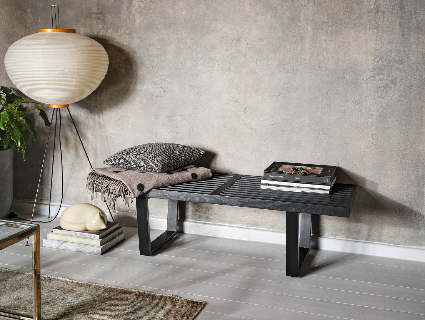 Short Nelson Bench by Vitra - Black Lacquered Ash