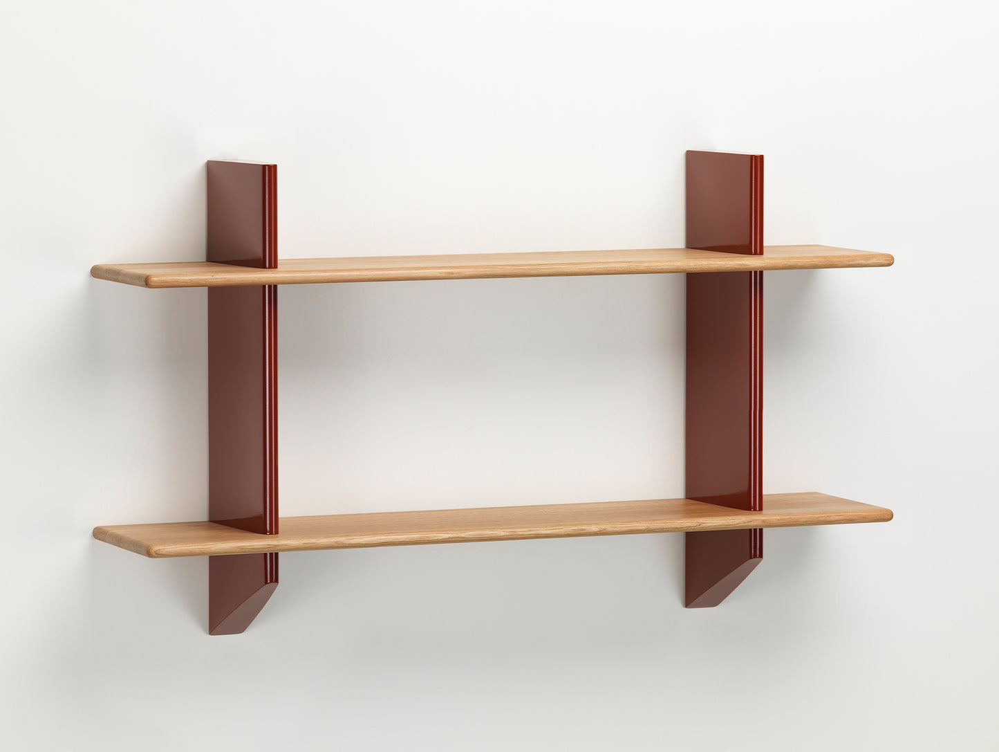 Rayonnage Mural by Vitra - Oiled Solid Oak Shelves / Japanese Red Wall Brackets