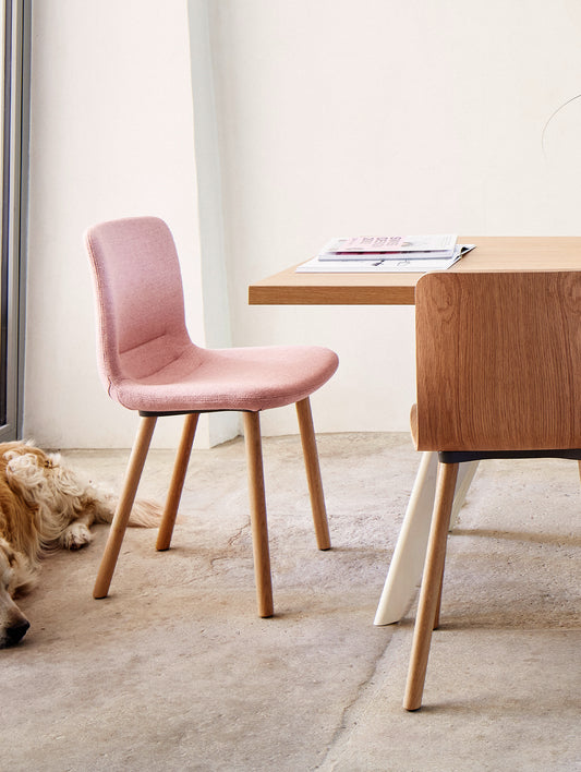 HAL Soft Wood Chair by Vitra - Natural Oak Base - Dumet 10 Pale Rose / Beige (F80)