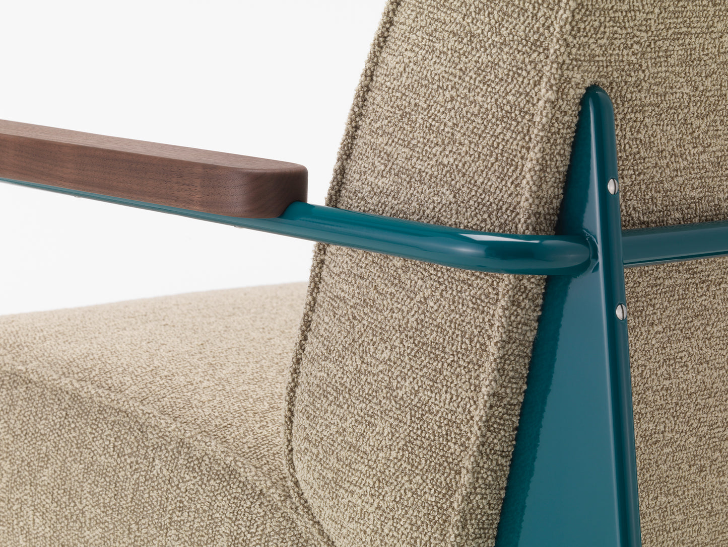 Fauteuil de Salon by Vitra - American Walnut Armrest / Bleu Dynastie Base / Nubia 04 upholstery