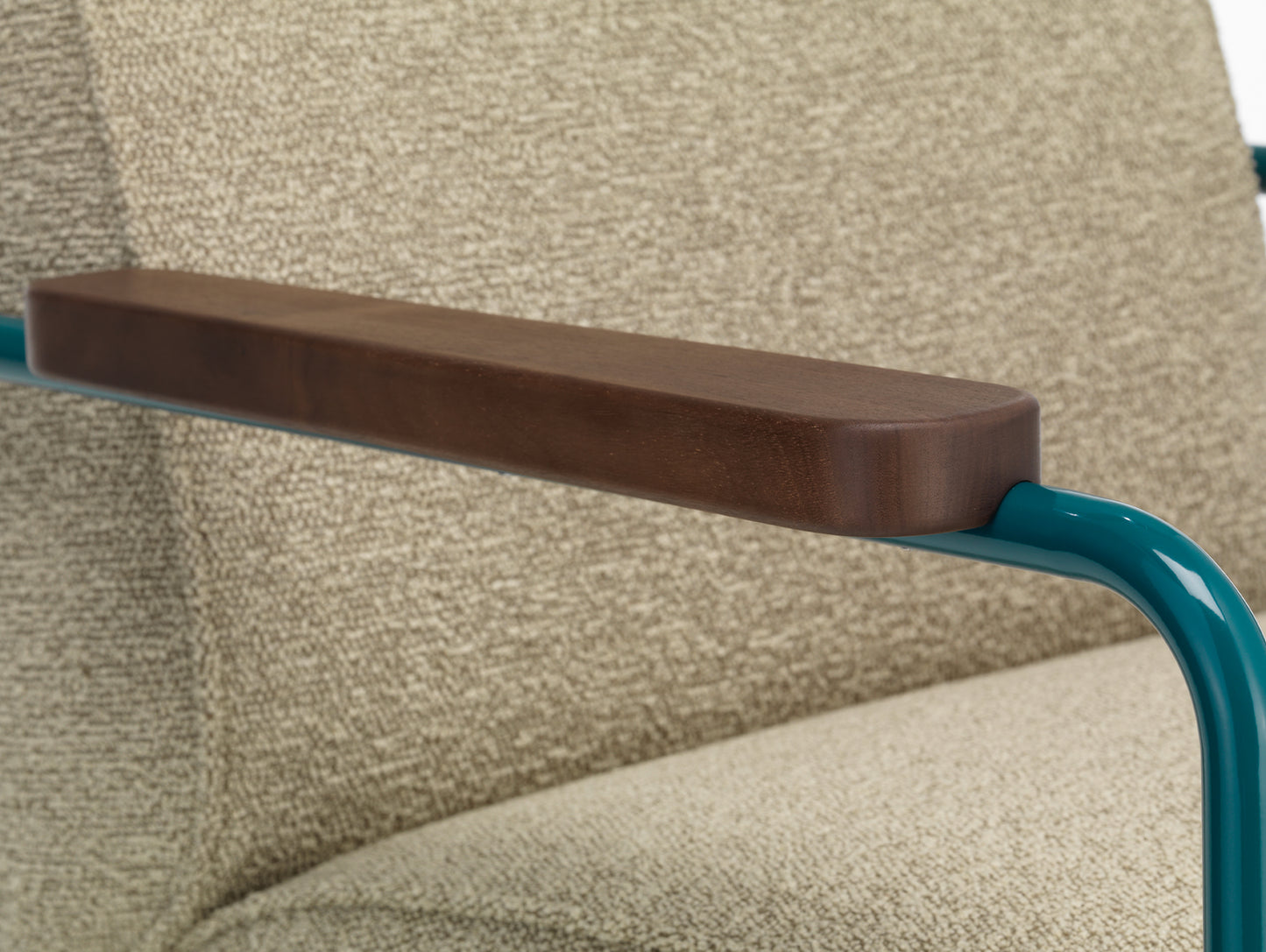 Fauteuil de Salon by Vitra - American Walnut Armrest / Bleu Dynastie Base / Nubia 04 upholstery