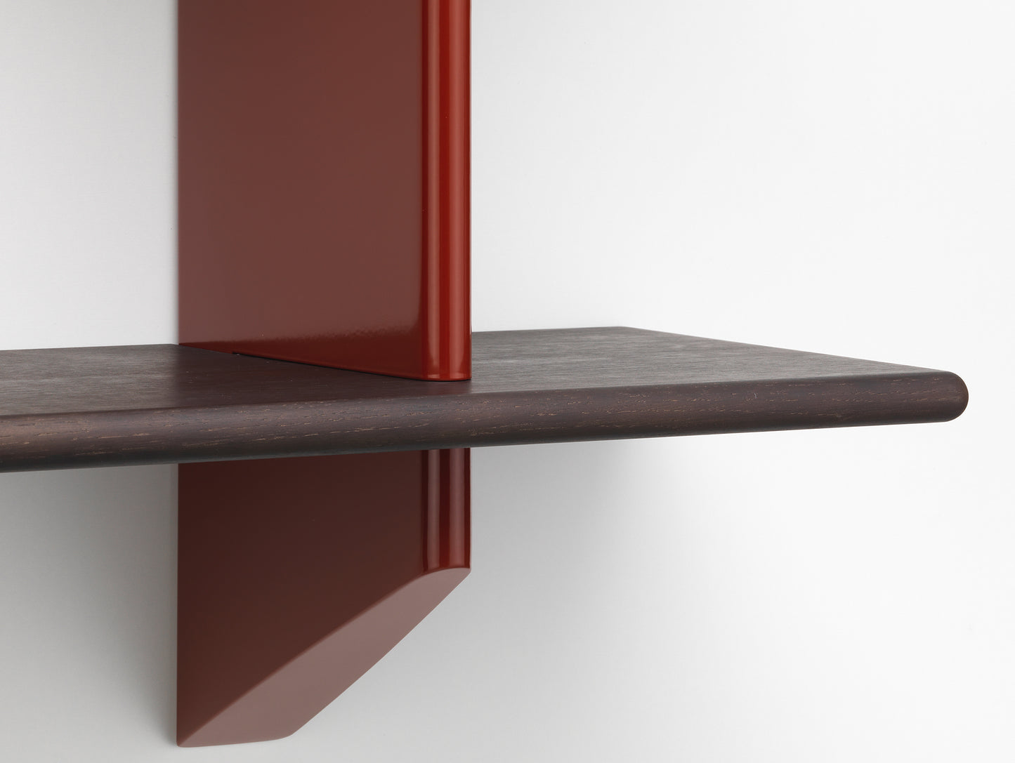 Rayonnage Mural by Vitra - Dark Stained Solid Oak Shelves / Japanese Red Wall Brackets