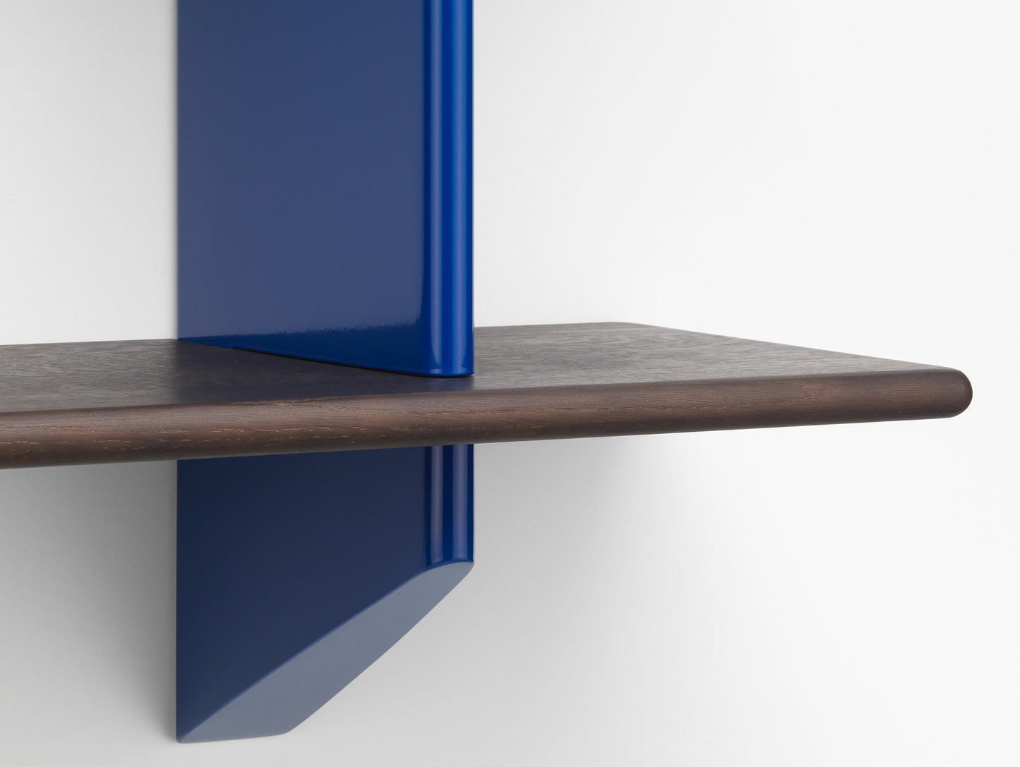 Rayonnage Mural by Vitra - Dark Stained Solid Oak Shelves / Bleu Marcoule Wall Brackets