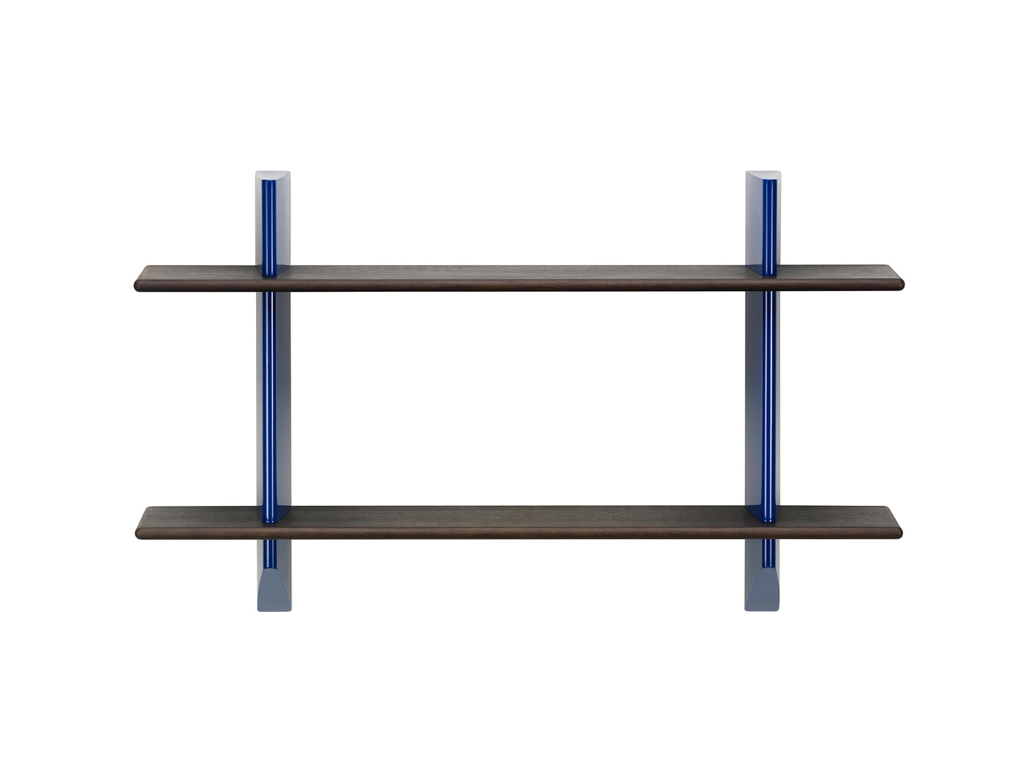Rayonnage Mural by Vitra - Dark Stained Solid Oak Shelves / Bleu Marcoule Wall Brackets