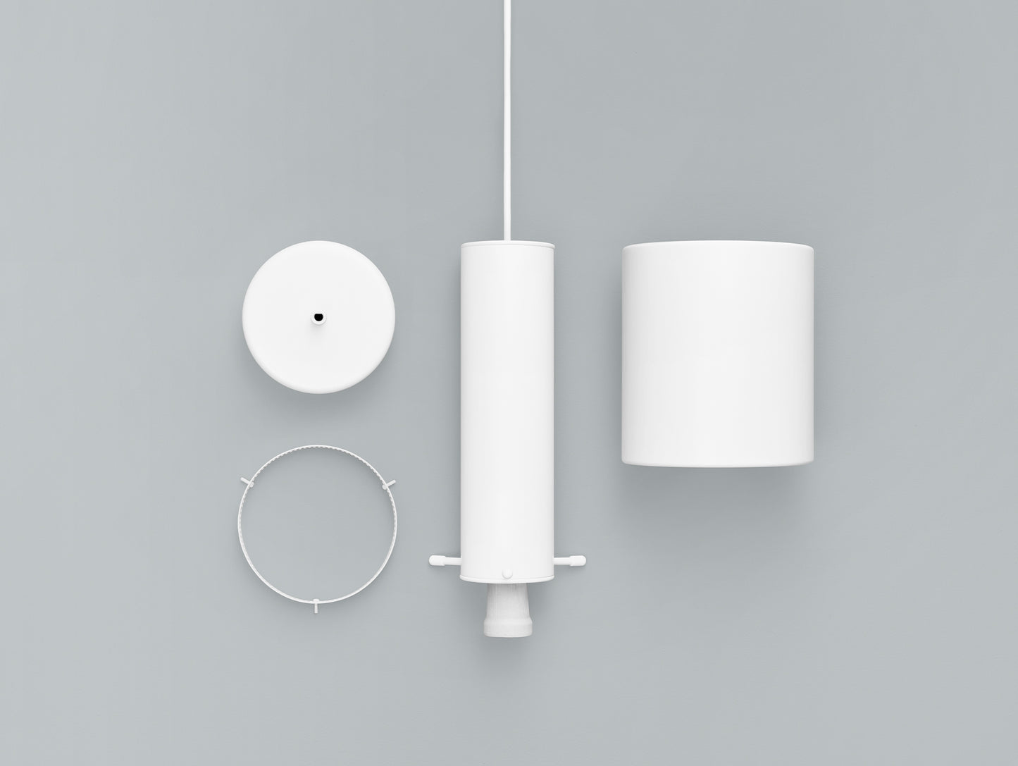 A110 Hand Grenade Pendant Light by Artek - White Powder Coated Steel Shade with White Lacquered Ring