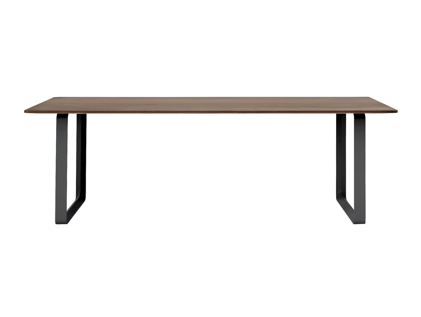 70/70 Table - Solid Smoked Oak Table Top with Black Base / 225 x 90 cm
