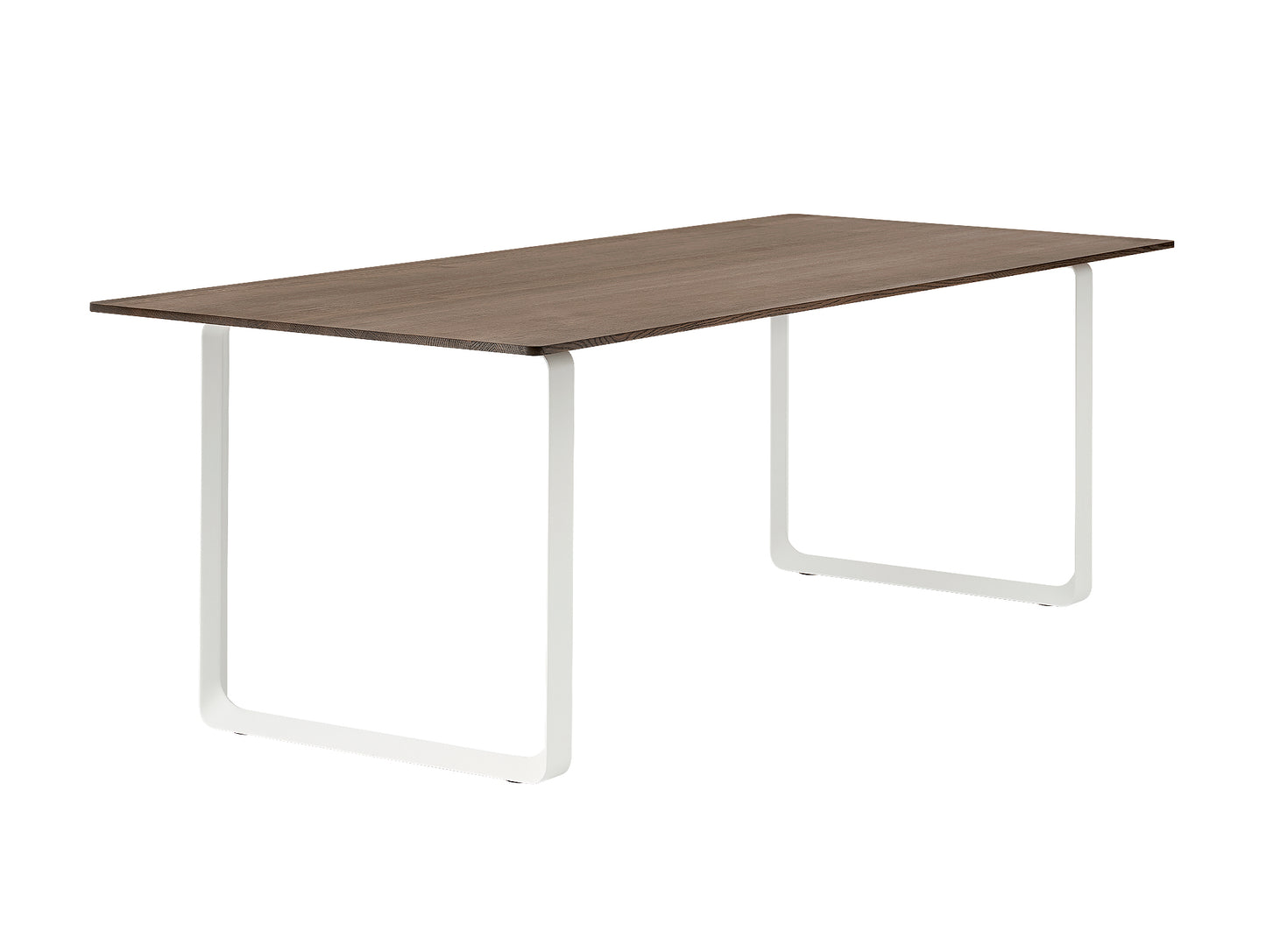 70/70 Table - Solid Smoked Oak Table Top with White Base / 225 x 90 cm