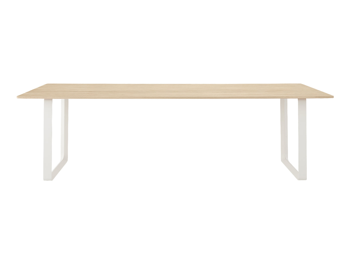 70/70 Table - Solid Oak Table Top with White Base / 225 x 108 cm