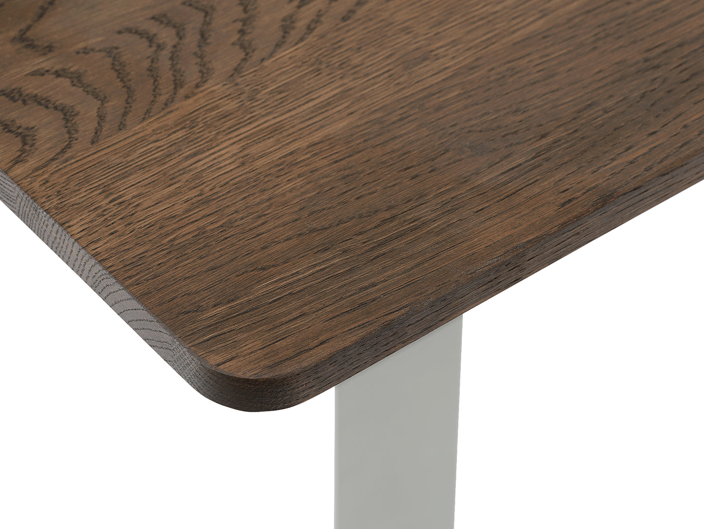 70/70 Table - Solid Smoked Oak Table Top with White Base