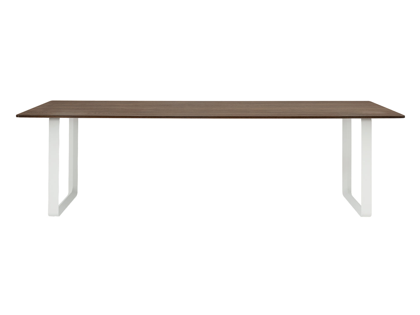 70/70 Table - Solid Smoked Oak Table Top with White Base / 225 x 108 cm
