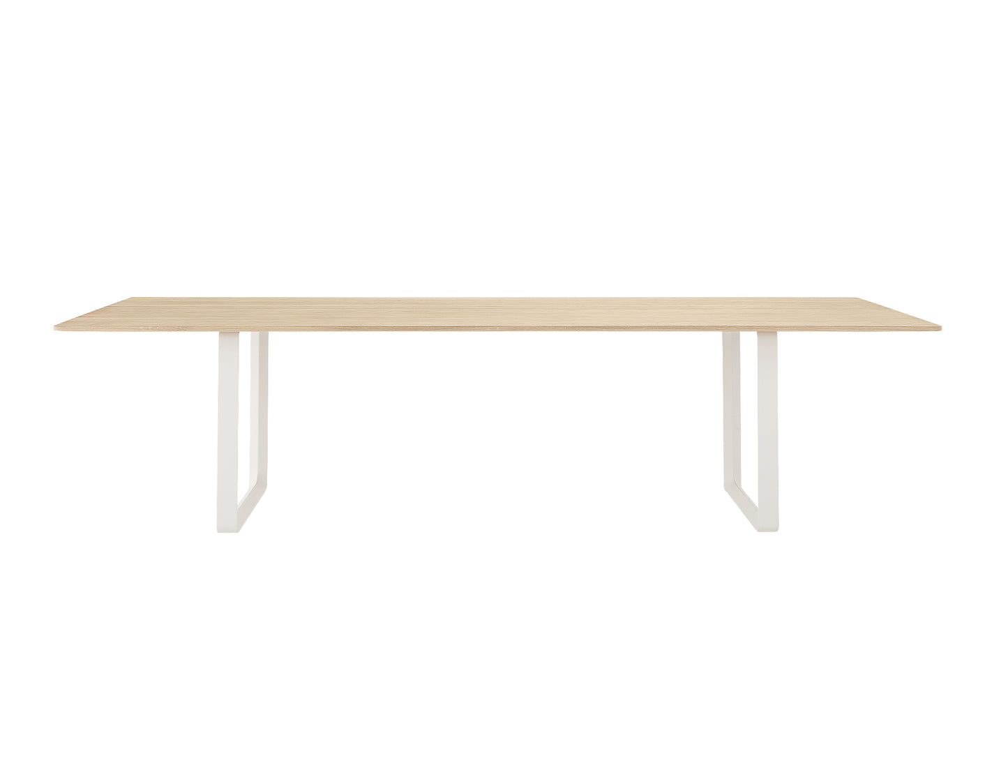 70/70 Table - Solid Oak Table Top with White Base / 295 x 108 cm