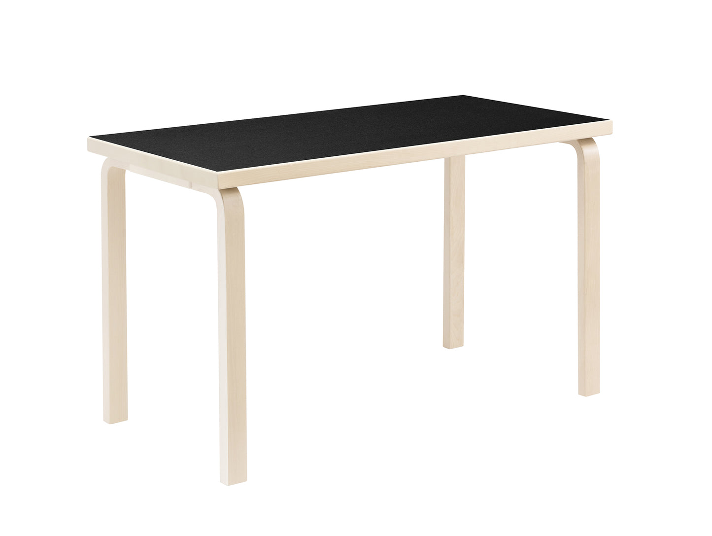 Aalto Table Rectangular 80A by Artek - Black Linoleum Top / Natural Lacquered Birch Legs
