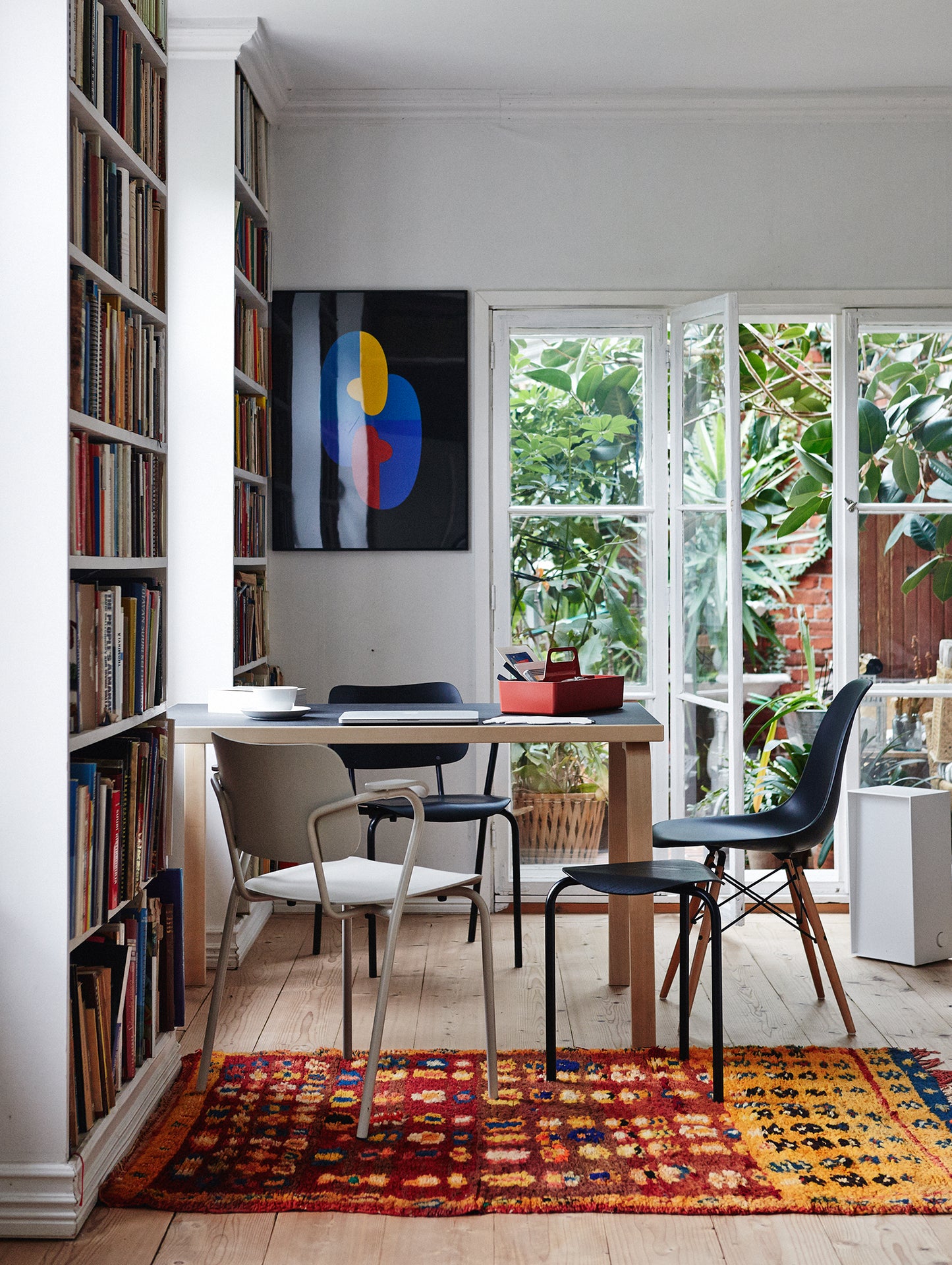 Aalto Table Rectangular 81B by Artek - Black Linoleum Top / Natural Lacquered Birch Legs
