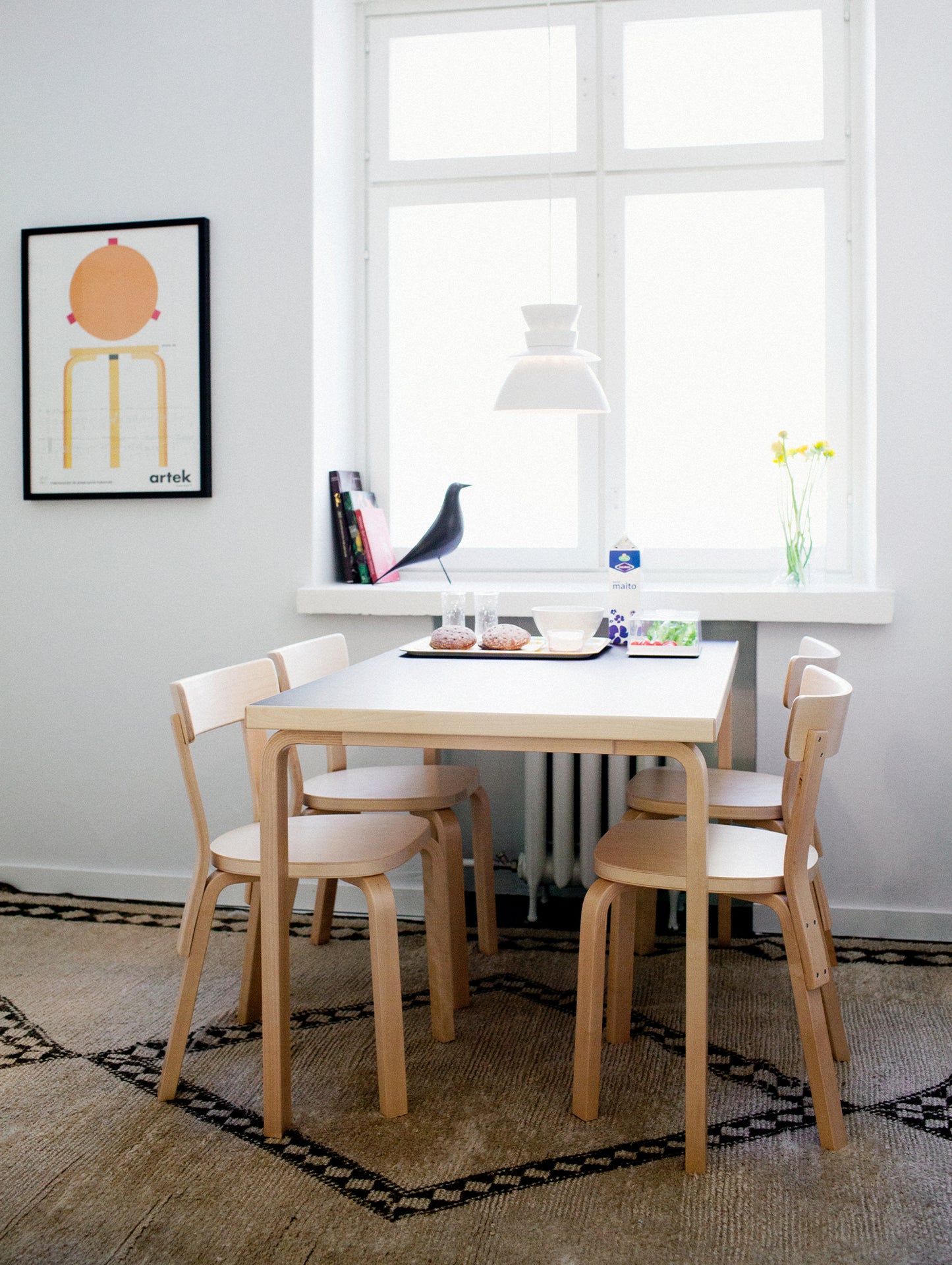 Aalto Table Rectangular 81B by Artek - Black Linoleum Top / Natural Lacquered Birch Legs