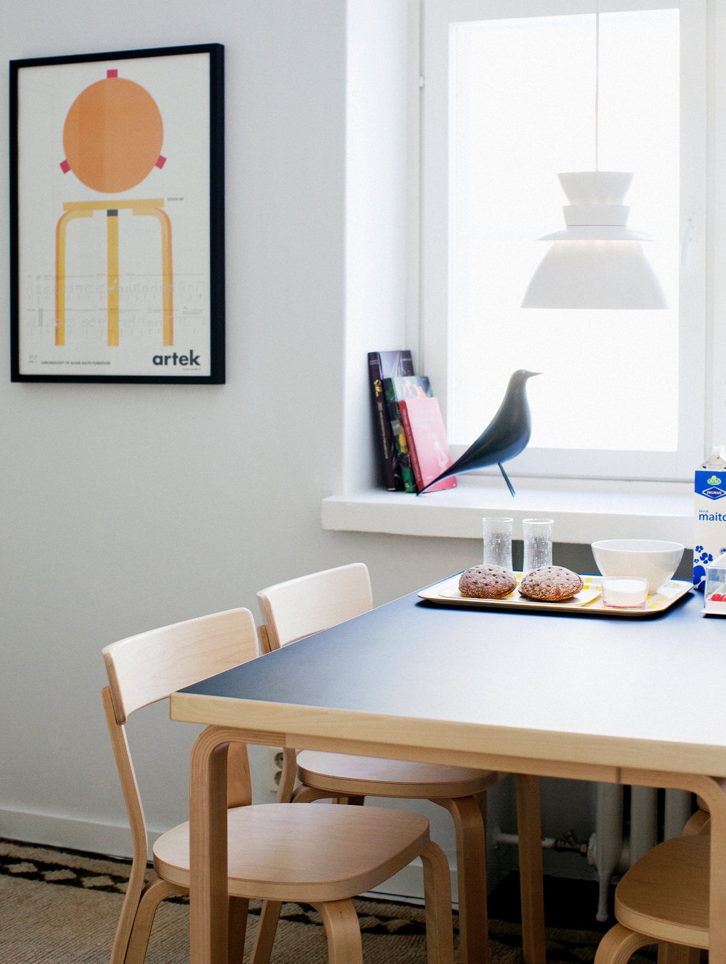 Aalto Table Rectangular 81B by Artek - Black Linoleum Top / Natural Lacquered Birch Legs