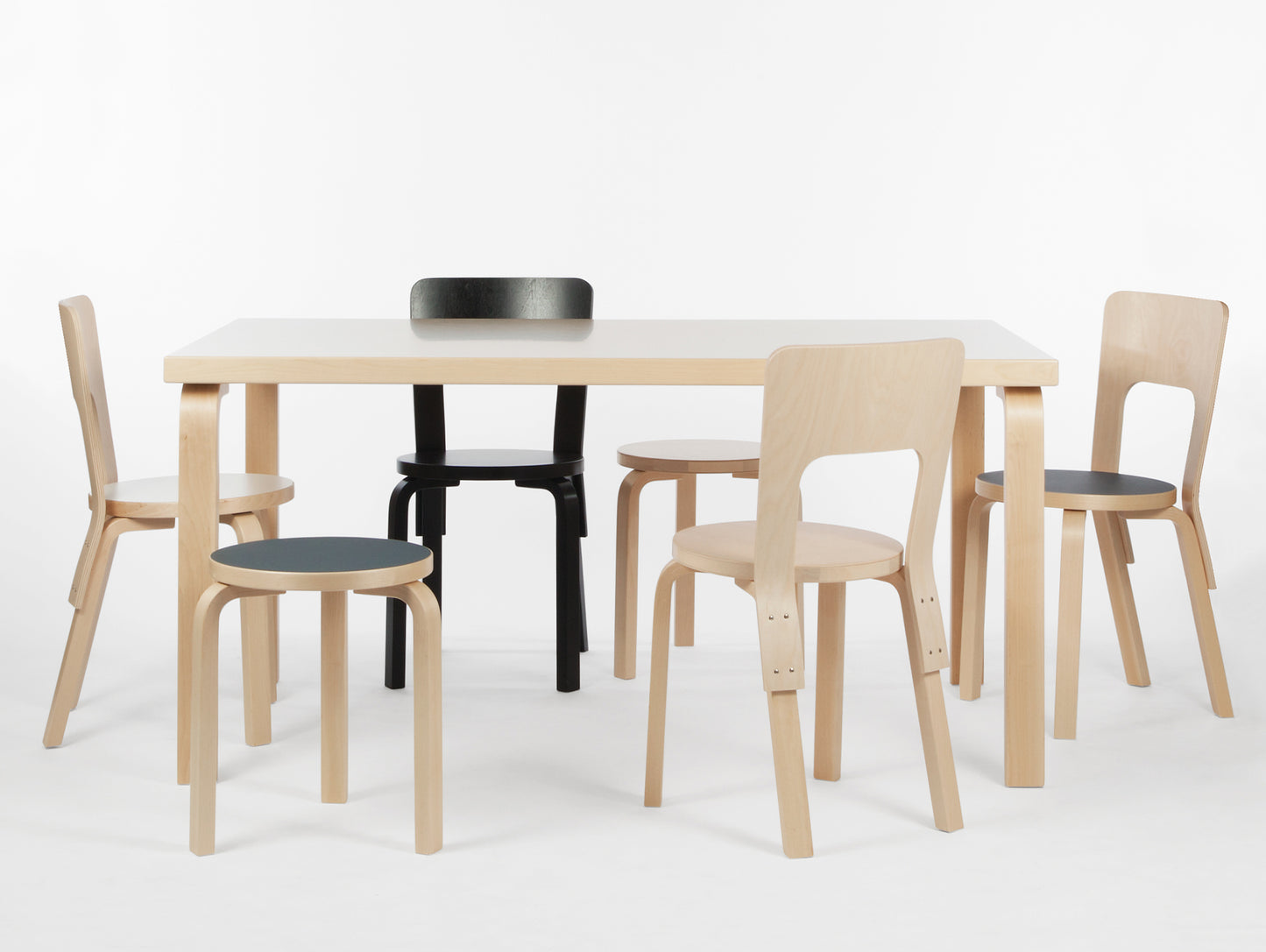 Aalto Table Rectangular 82A by Artek - White HPL Top / Natural Lacquered Birch Legs
