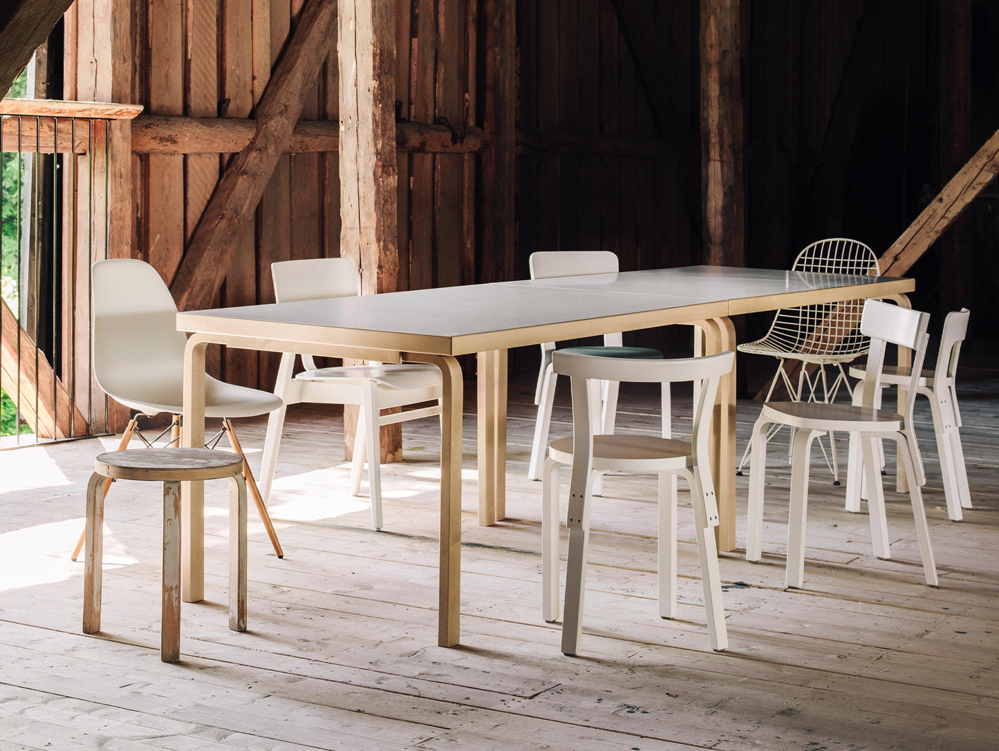 Aalto Table Rectangular 82A by Artek - White HPL Top / Natural Lacquered Birch Legs