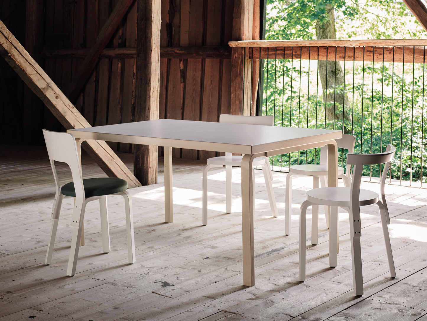 Aalto Table Rectangular 82A by Artek - White HPL Top / Natural Lacquered Birch Legs