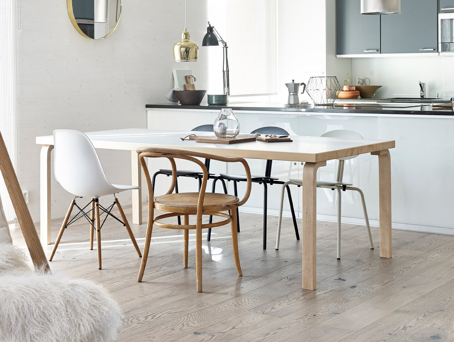 Aalto Table Rectangular 86 by Artek - White HPL Top / Natural Lacquered Birch Legs