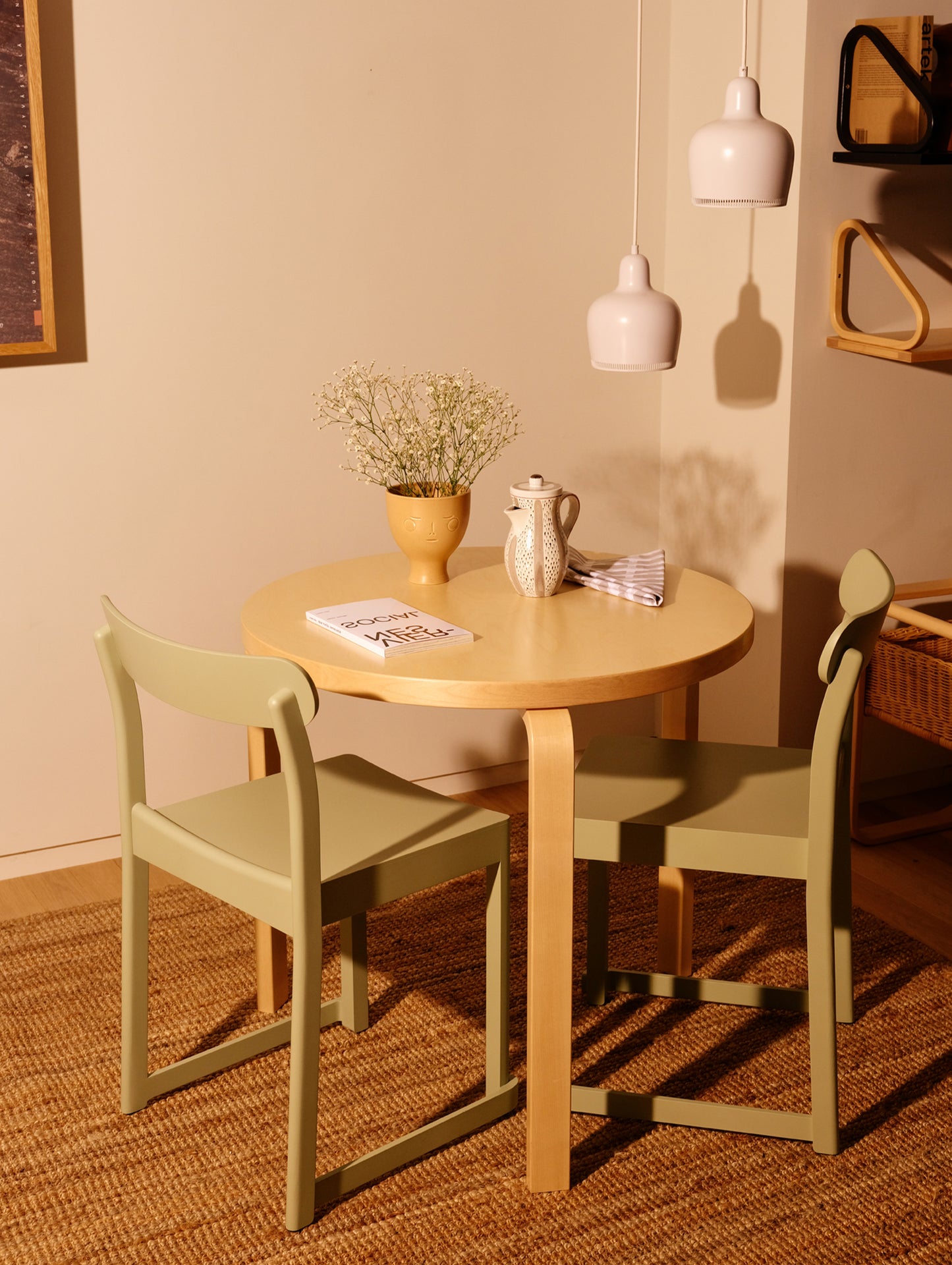 Aalto Table Round 90A by Artek - Birch Veneer Top / Natural Lacquered Birch Legs