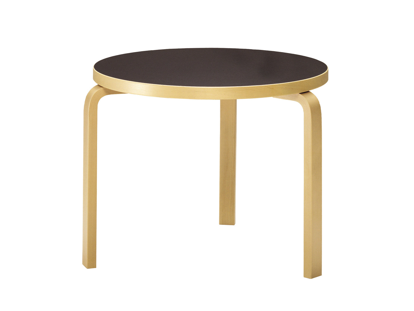 Aalto Table Round 90B by Artek - Black Linoleum Top / Natural Lacquered Birch Legs