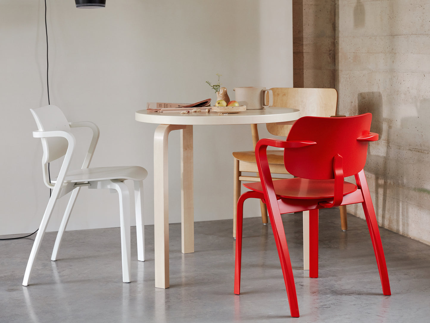 Aalto Table Round 90B by Artek - Birch Veneer Top / Natural Lacquered Birch Legs