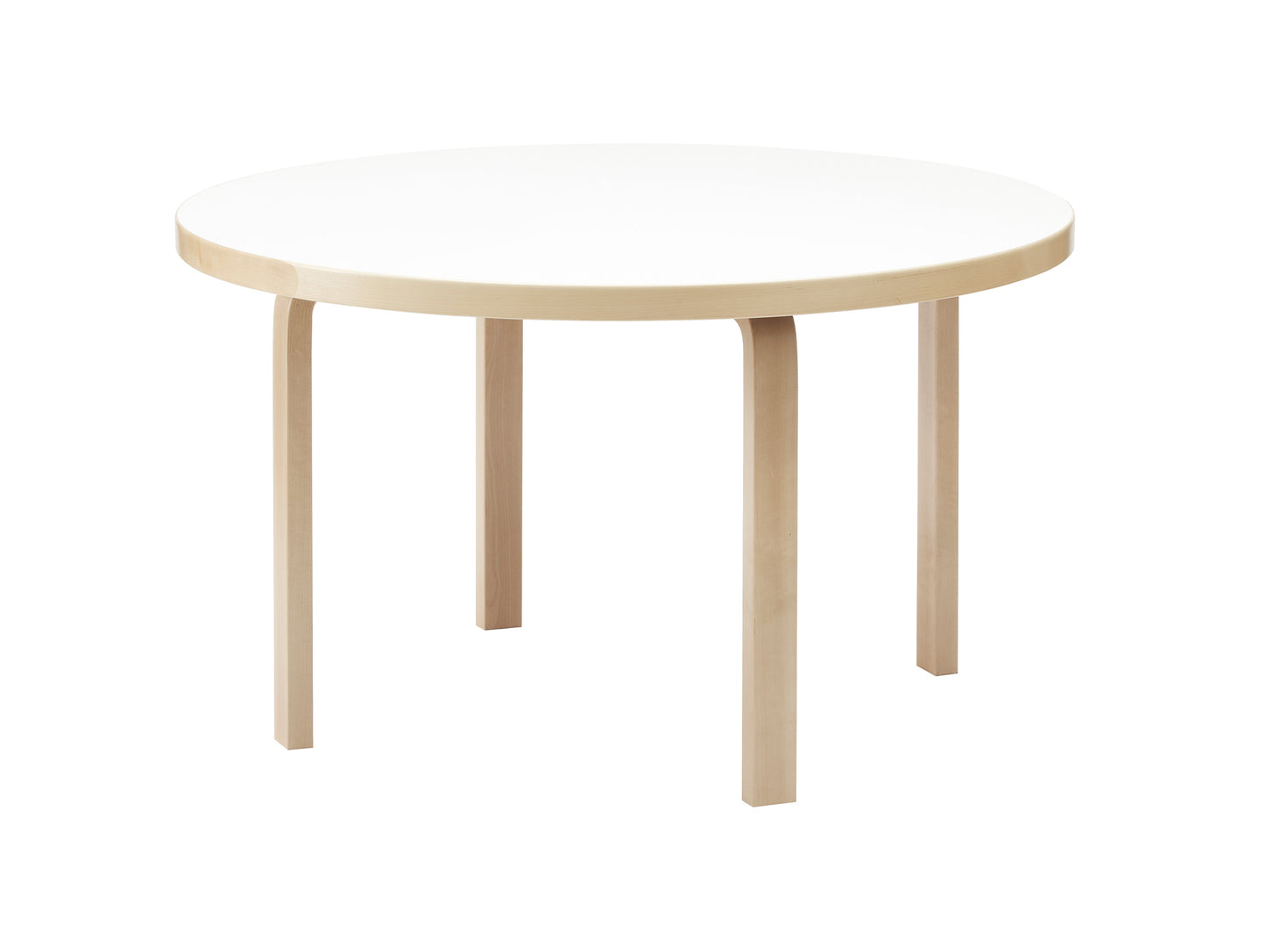 Aalto Table Round 91 by Artek -White HPL Top / Natural Lacquered Birch Legs
