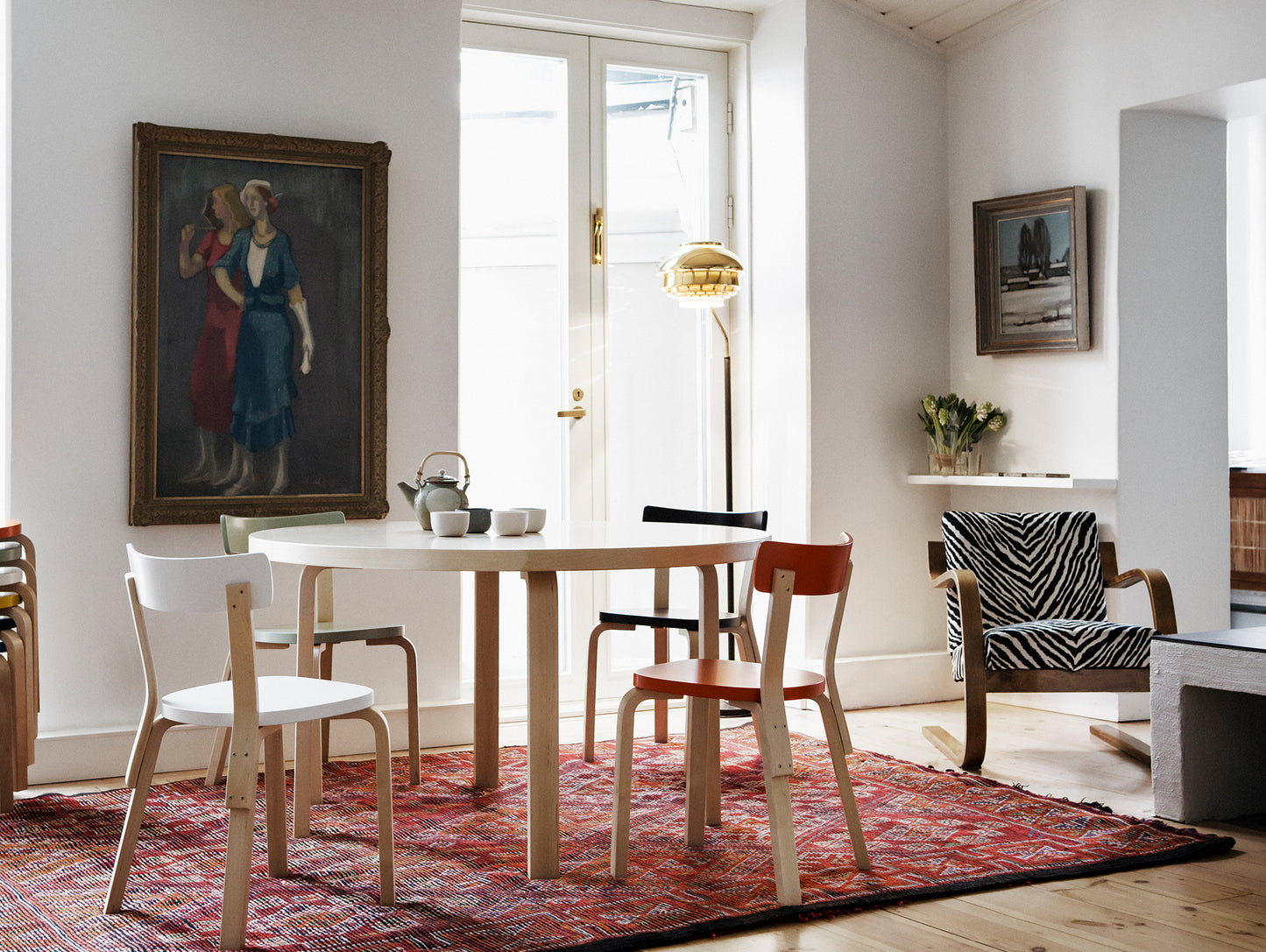 Aalto Table Round 91 by Artek - White HPL Top / Natural Lacquered Birch Legs