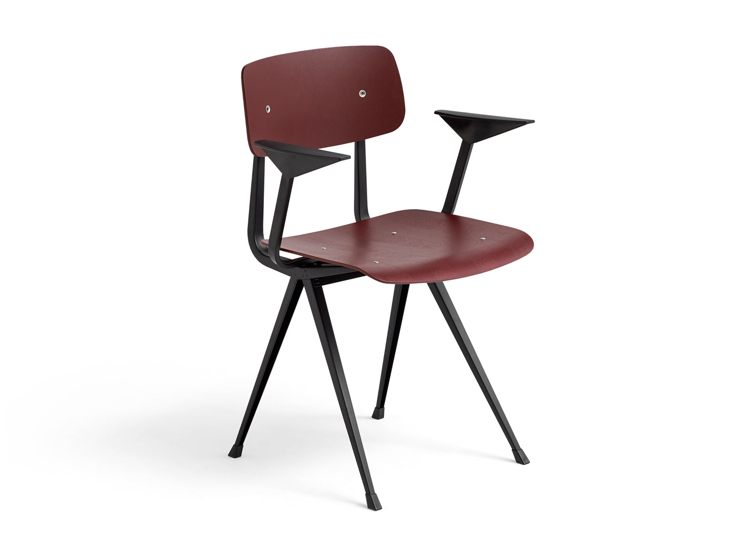 Result Armchair by HAY - Black Base / Dark Brick Lacquered Oak