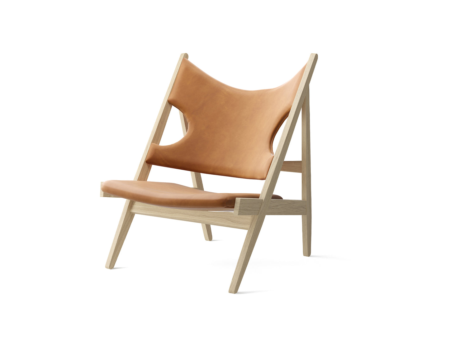 Knitting Chair - Upholstered by Menu - Natural Oak Base / Dunes Cognac Leather