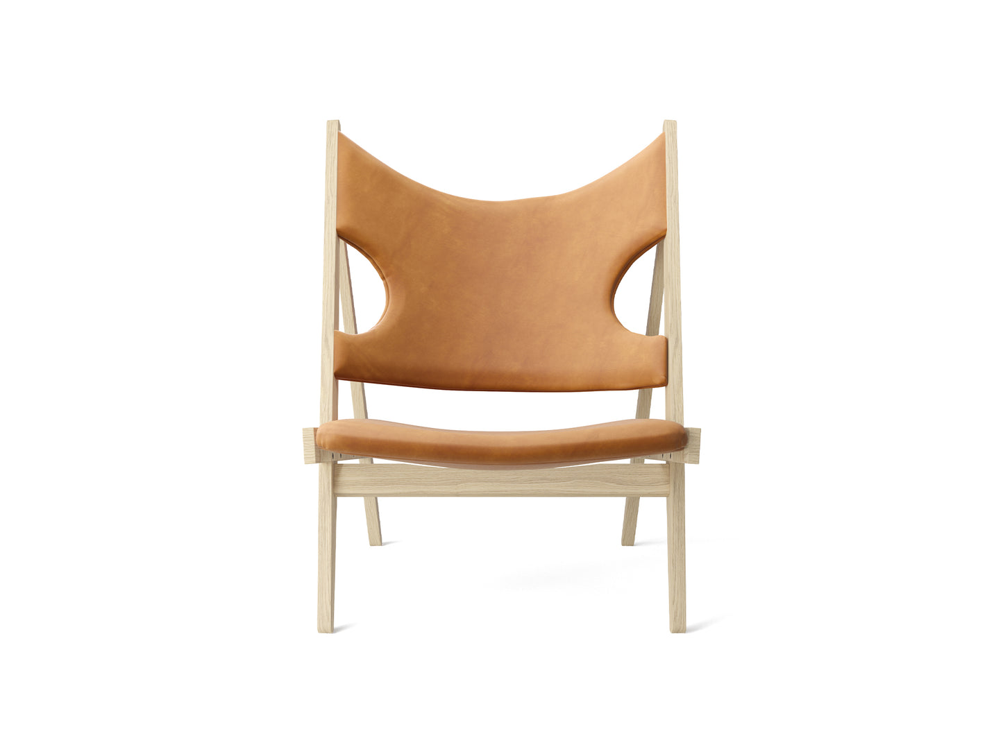 Knitting Chair - Upholstered by Menu - Natural Oak Base / Dunes Cognac Leather