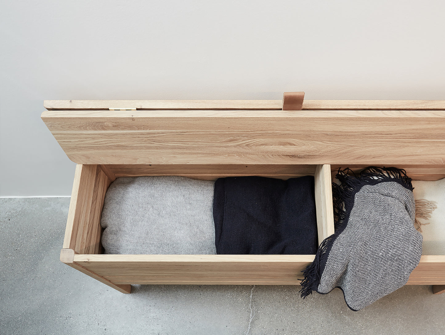 Form and Refine - A Line Storage Bench - White Oiled Oak